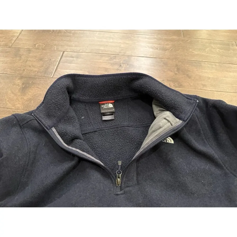 The North Face Mens Navy Fleece 1/4 Zip Pullover Sweater Jacket Size XL